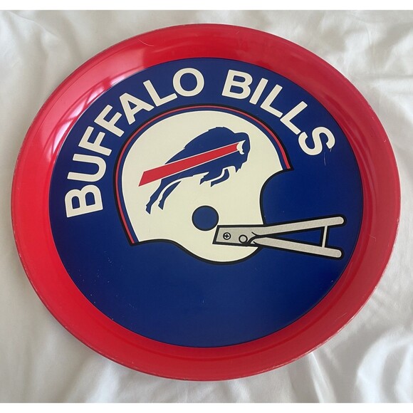 Vintage Buffalo Bills NFL Football Helmet Metal Tray Decor 1970s Rare